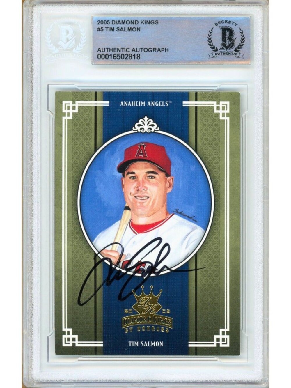 Tim Salmon Signed 2005 Donruss DK #5 Los Angeles Angels BAS Slab Auto MLB Card